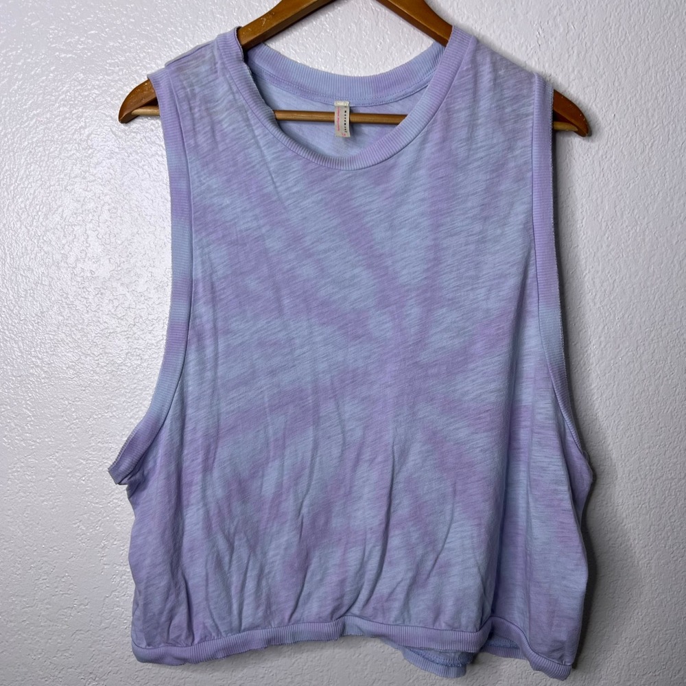 Free People FP Movement Love Tank Purple Tie Dye Muscle Crop Top Large - Picture 2 of 7